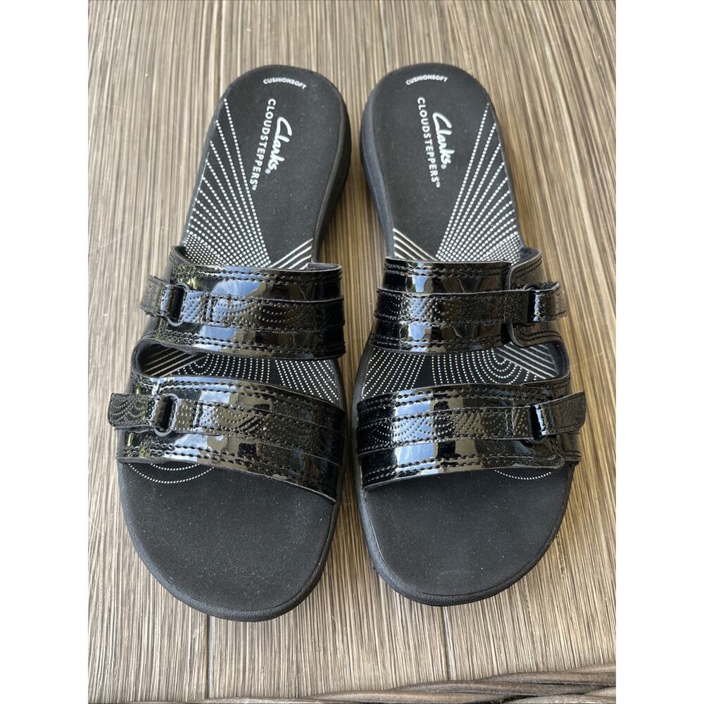Clarks Cloudsteppers Breeze Piper Slide Sandals Women's Blk Slip-On Comfort - 9M - Picture 2 of 11